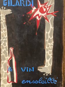 Peinture gouache Michel Henry Vin Ensoleillé Gilardi 1960 Affiche Ancien Girafe