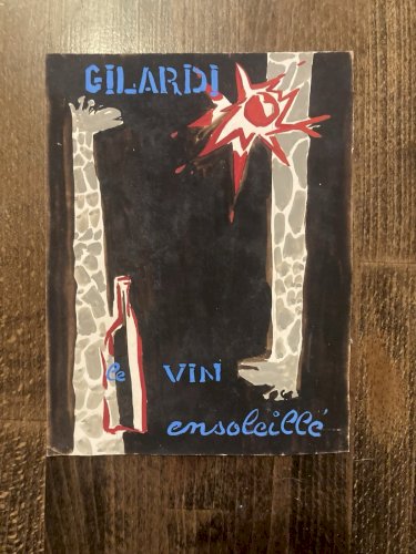 Peinture gouache Michel Henry Vin Ensoleillé Gilardi 1960 Affiche Ancien Girafe