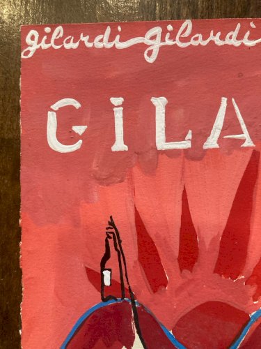 Peinture gouache Michel Henry Vin Ensoleillé Gilardi 1960 Affiche Chameau Ancien