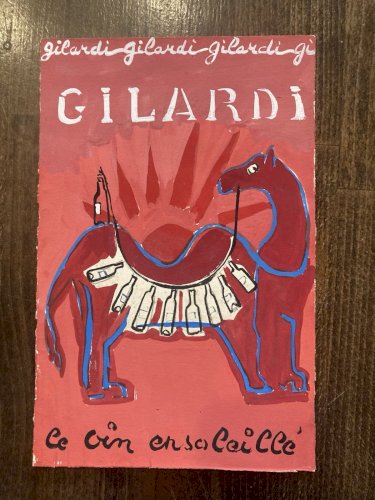 Peinture gouache Michel Henry Vin Ensoleillé Gilardi 1960 Affiche Chameau Ancien