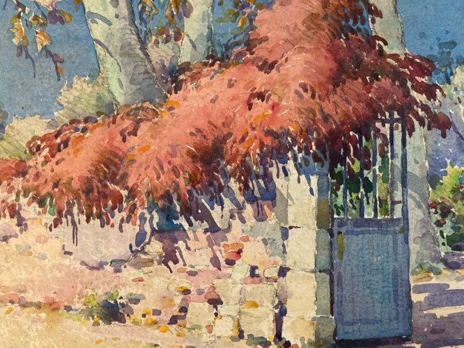 peinture Gouache Papier 1930 paysage Fauve Fauvisme Charles BLOCTEUR Painting