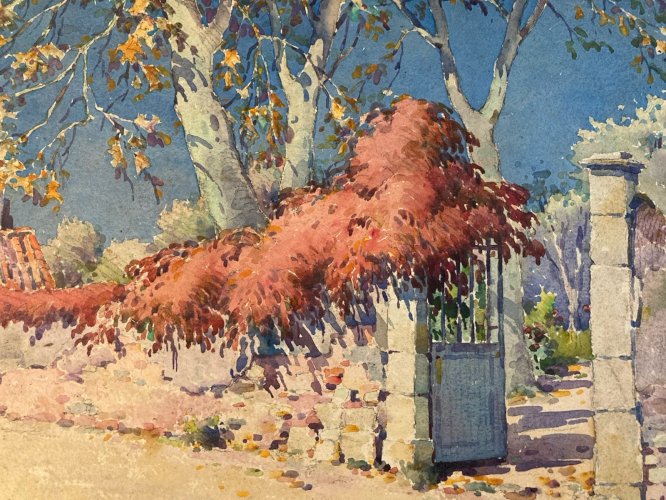 peinture Gouache Papier 1930 paysage Fauve Fauvisme Charles BLOCTEUR Painting