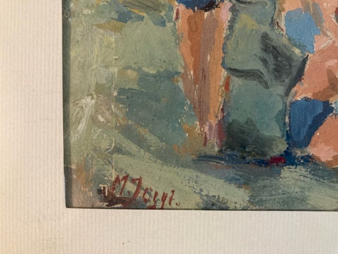 peinture Gouache Papier 1960 paysage Plage Mer Marguerite JAGGI-FORRER Painting