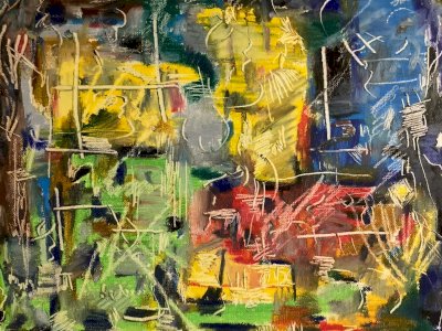 Peinture Gouache Papier Abstrait Abstraction Lyrique 1980 Art Dessin