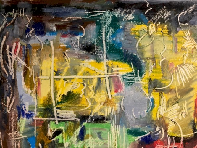 Peinture Gouache Papier Abstrait Abstraction Lyrique 1980 Art Dessin