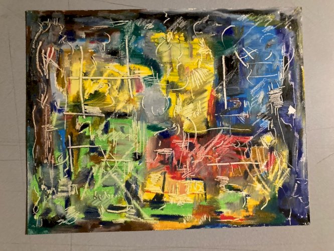 Peinture Gouache Papier Abstrait Abstraction Lyrique 1980 Art Dessin