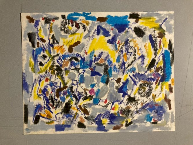 Peinture Gouache Papier Abstrait Abstraction Lyrique 1980 Dessin Art