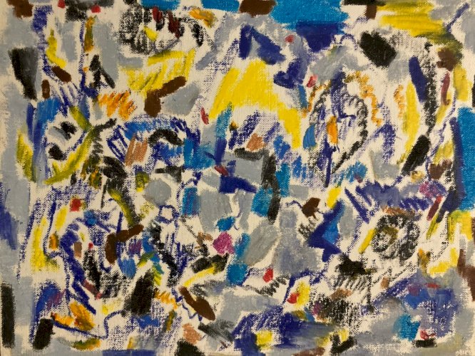 Peinture Gouache Papier Abstrait Abstraction Lyrique 1980 Dessin Art