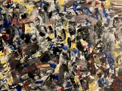 Peinture Gouache Papier Abstrait Abstraction Lyrique 1980 Non Signé