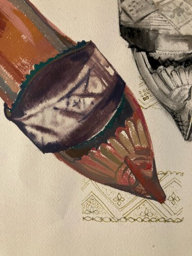 Peinture Gouache Papier Chaussure Sabot 1950 Ancien A Identifier Art