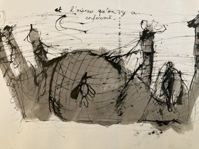 Gouache Painting Paper Ink Drawing Art Curiosity Curiosa 1980 To Identify 20th Century