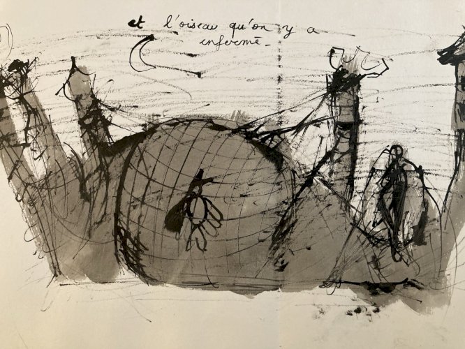 Peinture Gouache Papier Encre Dessin Art Curiosité Curiosa 1980 À Identifier XXe