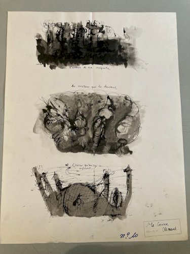 Peinture Gouache Papier Encre Dessin Art Curiosité Curiosa 1980 À Identifier XXe