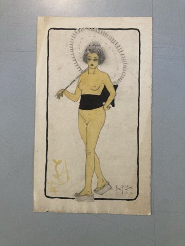 Peinture Gouache Papier Femme Japon  À Identifier Art 1900 Painting Ancien MP