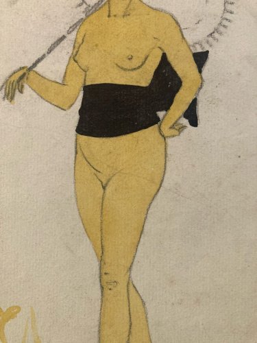 Peinture Gouache Papier Femme Japon  À Identifier Art 1900 Painting Ancien MP