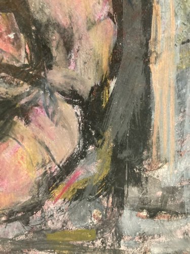 Peinture Gouache Papier Homme Expressionnisme 1970 Portrait Expressionniste Art