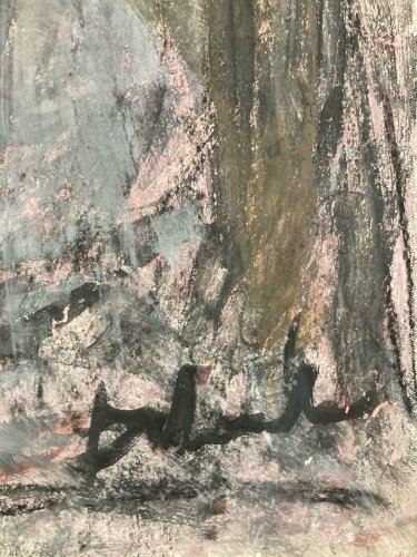 Peinture Gouache Papier Homme Expressionnisme 1970 Portrait Expressionniste Art