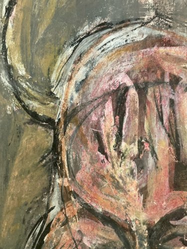 Peinture Gouache Papier Homme Expressionnisme 1970 Portrait Expressionniste Art