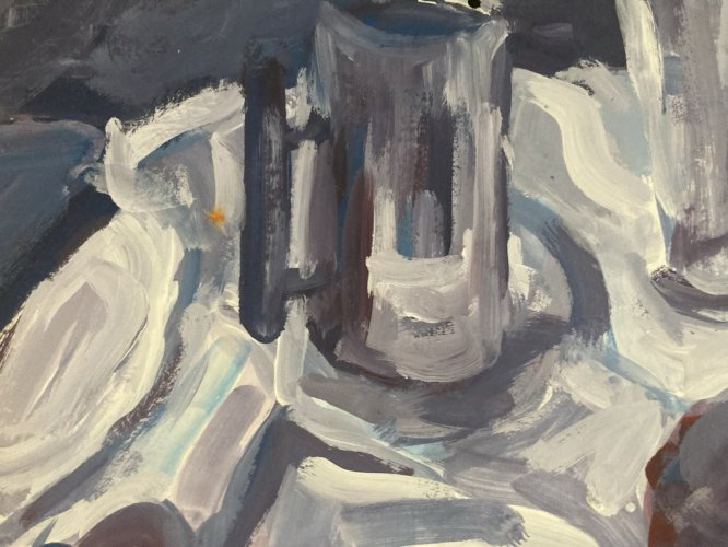 Peinture Gouache Papier Nature Morte Expressionniste, Expressionnisme Art