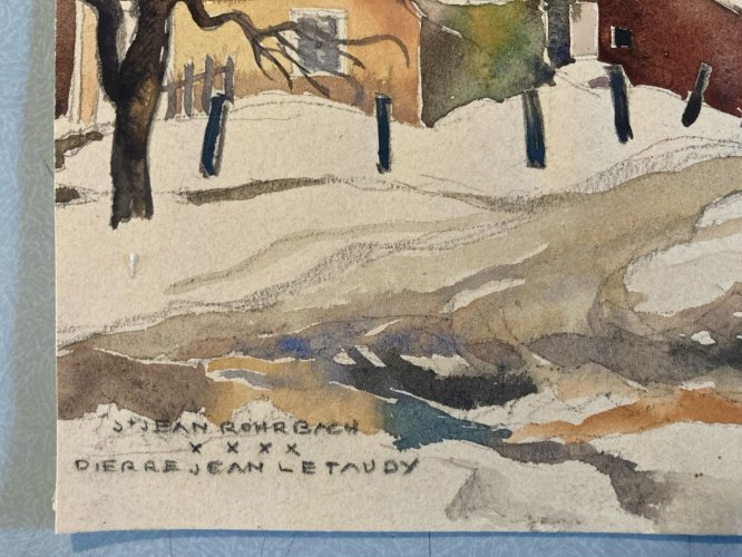 Peinture gouache Papier Painting Saint Jean Rohrbach Pierre Jean Letaudy 1950