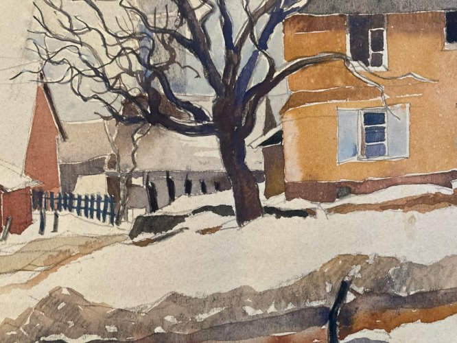 Peinture gouache Papier Painting Saint Jean Rohrbach Pierre Jean Letaudy 1950