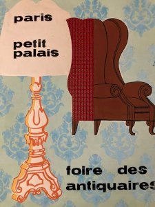 Peinture Gouache  Projet Publicité 1960 Salon Des Antiquaire Petit Palais