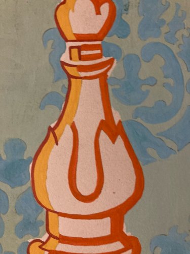 Peinture Gouache  Projet Publicité 1960 Salon Des Antiquaire Petit Palais