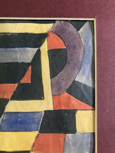 Peinture Gouache Sur Papier 1930 Jeanne Kosnick Kloss Abstrait Ancien