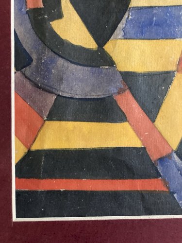 Peinture Gouache Sur Papier 1930 Jeanne Kosnick Kloss Abstrait Ancien