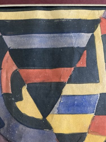 Peinture Gouache Sur Papier 1930 Jeanne Kosnick Kloss Abstrait Ancien