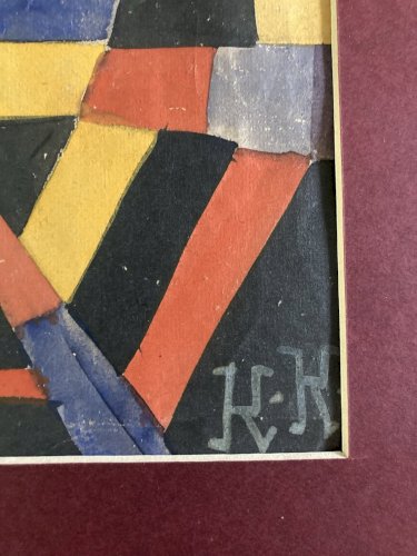 Peinture Gouache Sur Papier 1930 Jeanne Kosnick Kloss Abstrait Ancien