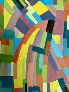 Peinture Gouache Sur Papier 1930 Jeanne Kosnick Kloss Abstrait Tampon