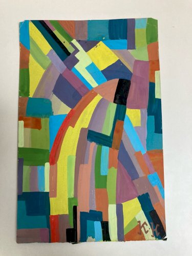 Peinture Gouache Sur Papier 1930 Jeanne Kosnick Kloss Abstrait Tampon