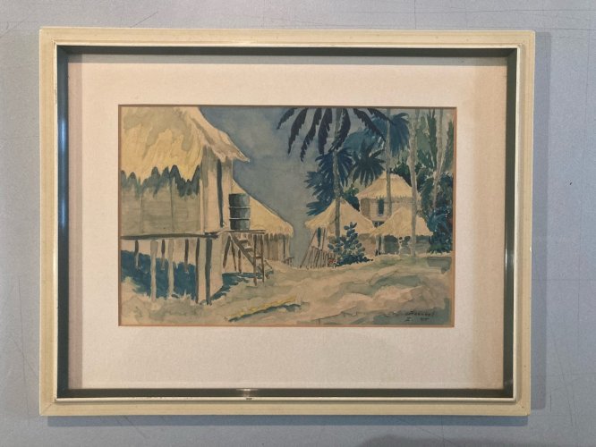 Peinture Gouache Tahiti 1955 Art Expressionnisme Fraenkel Painting Ancien Old