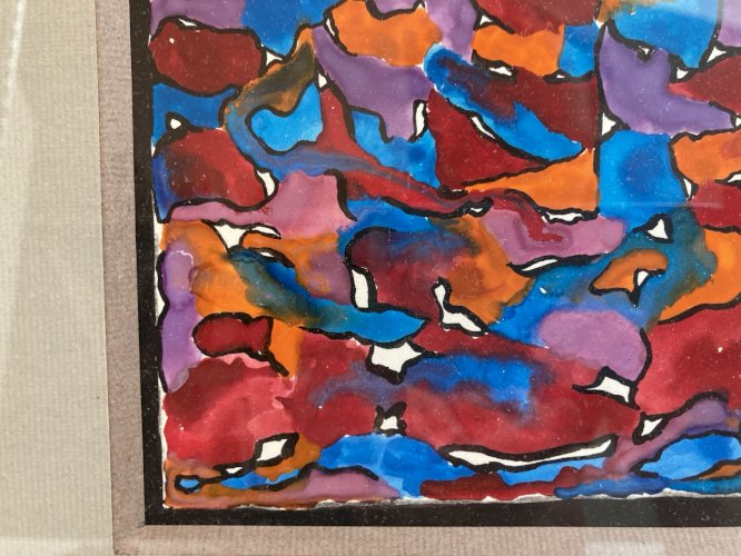 Peinture Gouache Willy ANTHOONS Abstrait 1960 Abstraction Art Ancien XXe