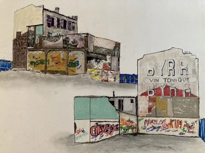 Peinture Graffiti Byrr Vin Graff Street Art Architecture Art 1980 Chantier XXe