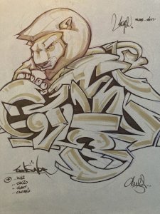 Peinture Graffiti Graff Street Art 1980 XXe Signé A Identifier Painting Lettrage
