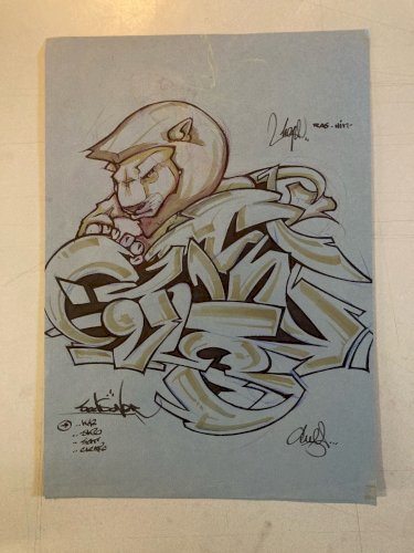 Peinture Graffiti Graff Street Art 1980 XXe Signé A Identifier Painting Lettrage