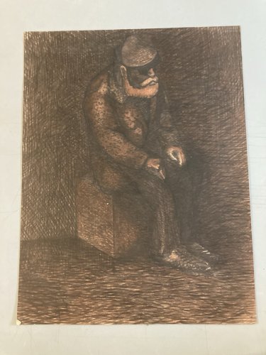 Peinture Homme Portrait Gouache 1960 Cubisme Cubiste A Identifier Art XXe