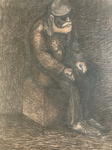 Peinture Homme Portrait Gouache 1960 Cubisme Cubiste A Identifier Art XXe