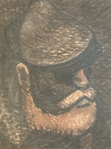 Peinture Homme Portrait Gouache 1960 Cubisme Cubiste A Identifier Art XXe