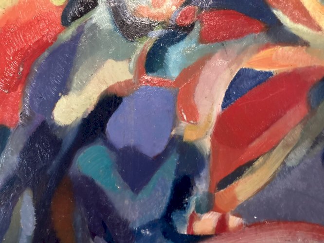 peinture huile 1950 panneau Bois Expressionnisme Fauve Expressionniste Art Brut