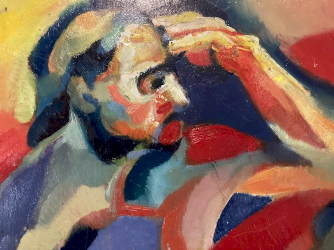 peinture huile 1950 panneau Bois Expressionnisme Fauve Expressionniste Art Brut