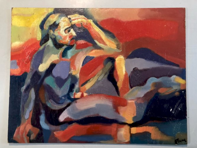 peinture huile 1950 panneau Bois Expressionnisme Fauve Expressionniste Art Brut