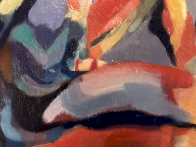 peinture huile 1950 panneau Bois Expressionnisme Fauve Expressionniste Art Brut