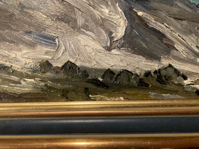 Peinture Huile 1960 Paysage Montagne Expressionniste Expressionnisme Painting