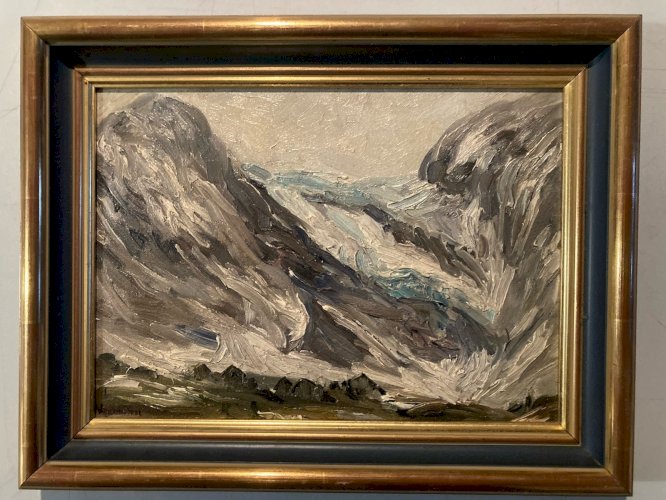 Peinture Huile 1960 Paysage Montagne Expressionniste Expressionnisme Painting