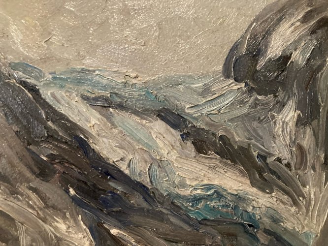 Peinture Huile 1960 Paysage Montagne Expressionniste Expressionnisme Painting