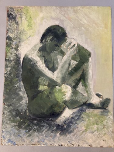 Peinture Huile 1960 Portrait Homme Expressionniste Art Expressionisme