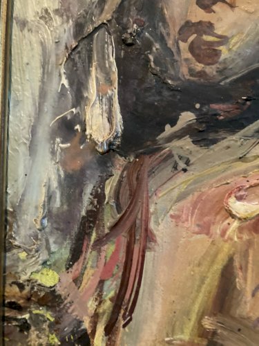 Peinture Huile Bois 1960 Jeune portrait femme Gérard PAMBOUJIAN Art